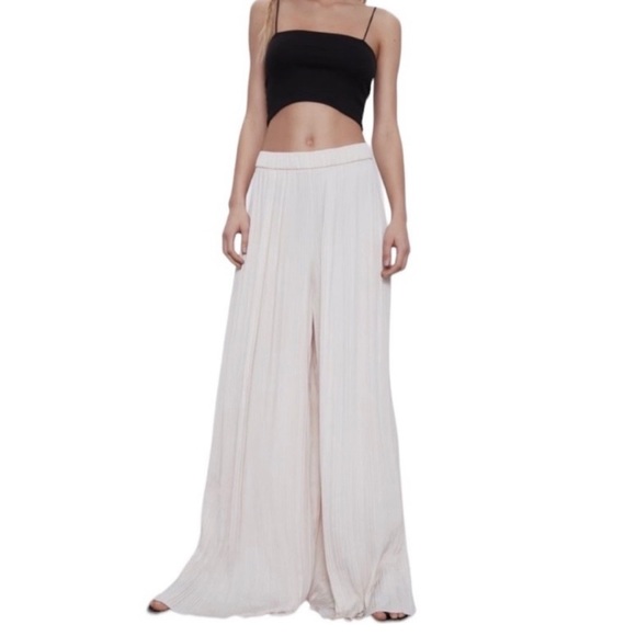 Zara Pants & Jumpsuits Zara Plisse Pleated Palazzo Pant Poshmark